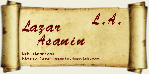 Lazar Ašanin vizit kartica